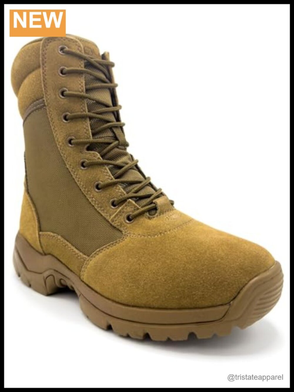 LA Police Gear Men's Core 8" Side-Zip Duty Boot Suede Ballistic Nylon Tactical